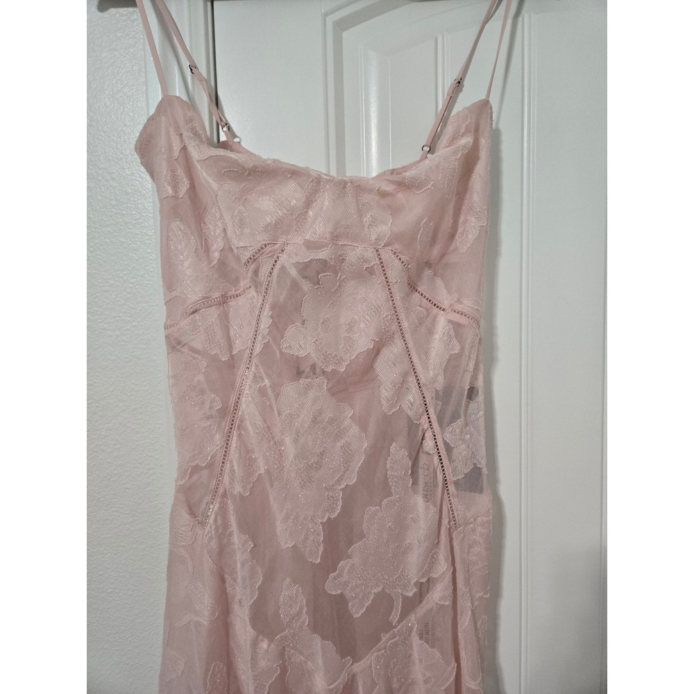House of CB Women Seren Sheer Maxi Dress Blush Pink Floral Lace Back L - Picture 6 of 15